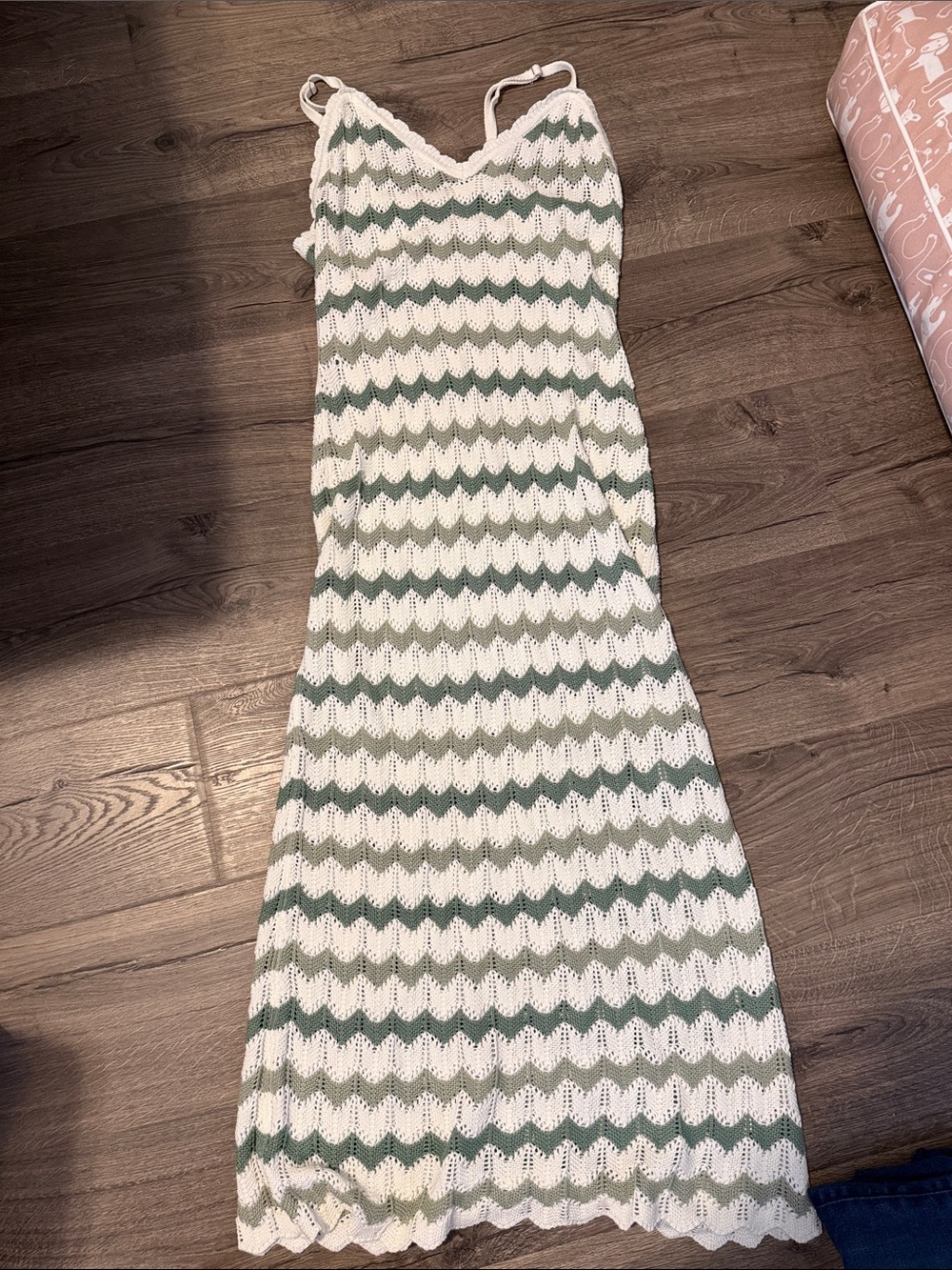Madden girl Striped Crochet Knit Maxi Dress - Cream & Sage